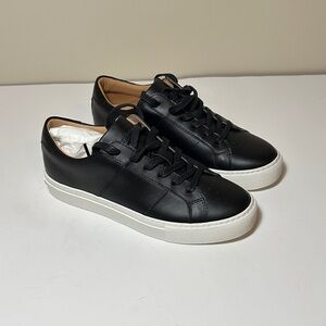 Sleek Black Leather Men's Sneakers